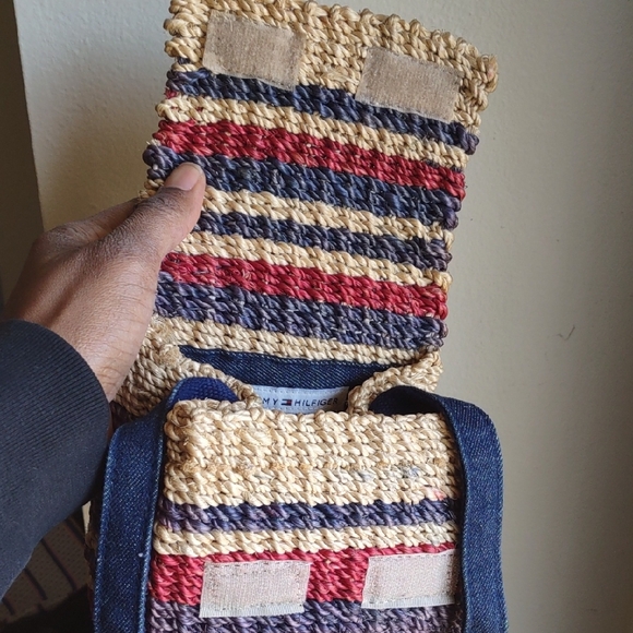 Tommy Hilfiger Striped Woven Mini Bag - Red, Blue, Tan - Picture 7 of 13